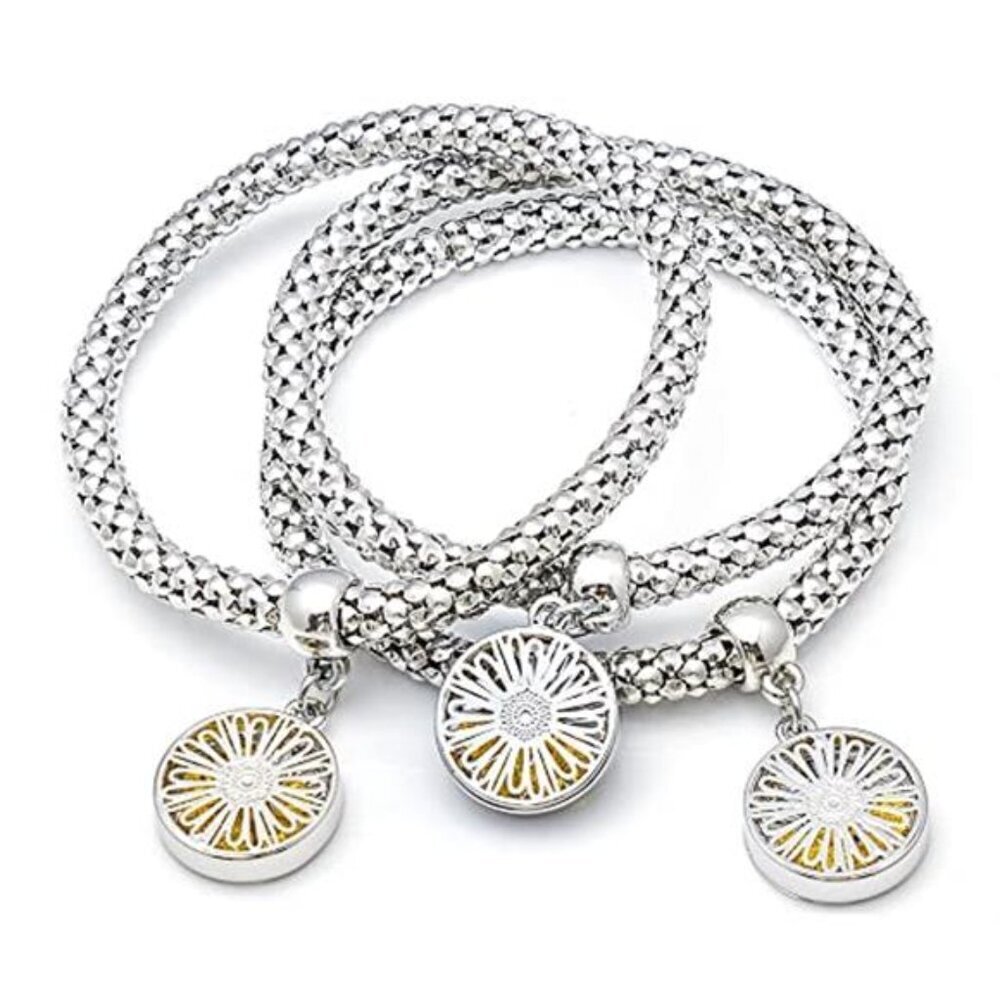 Silver Daisy Charms Bracelet Crystal Multilayer - 3PCS Gold/Silver/Rose Gold